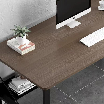 特匠 电脑桌书桌办公桌子学习写字桌子现代简约带书架置物架   MD303 乌色120*60*74C